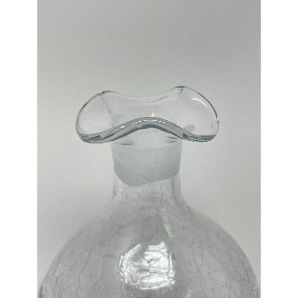 MCM Vintage Blenko #49 Clear Crackle Pinched Glass Decanter **No Stopper** - Picture 5 of 9